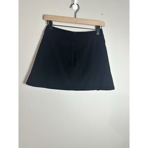 FREE Paris Black Mini Skirt - Flat Front Back Pleated - Made in France - XS